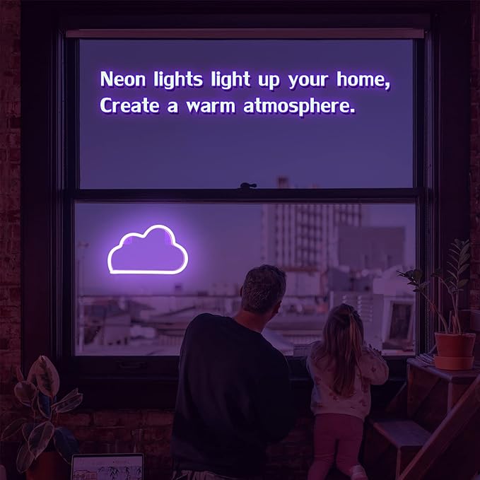 Cloud Neon Sign Purple Cloud Light Sign for Wall Decor,Battery or USB Powered Clouds Shaped LED Sign Decoration Lights for Bedroom Aesthetic Teen Girl Kid Room Christmas Birthday Wedding Party