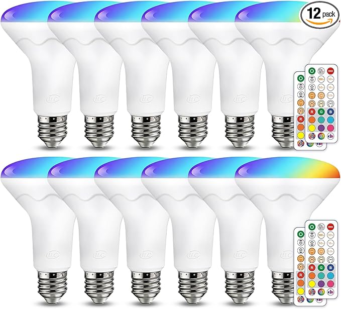 ILC BR30 LED Flood Light Bulbs, Color Changing Light Bulbs, 5 Color Temperature Tunable Indoor, with Remote Control (12 Pack)