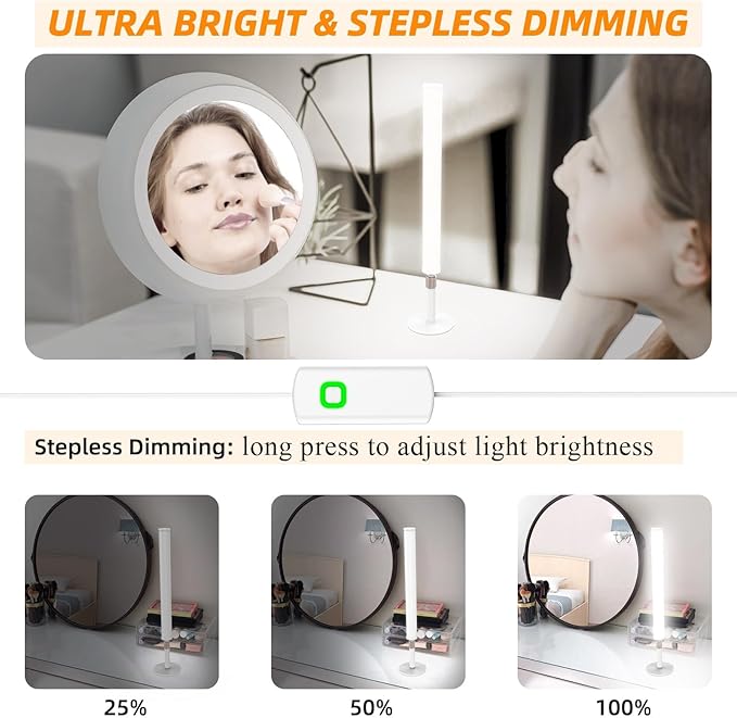 MY BEAUTY LIGHT LED Vanity Lights for Mirror, Dimmable and Color Temperature Changeable LED Makeup Lights, Height Adjustable 24V Fill Light for Selfie, Video Recording Conference Lighting (Pack of 2)