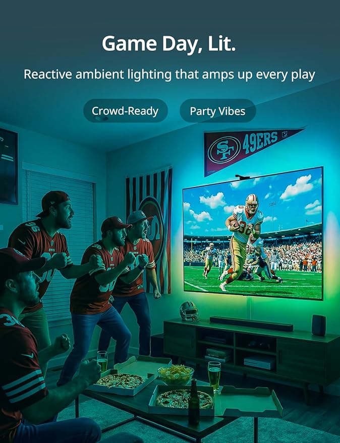 Ailofy TV Backlight with Camera, Color Changing 12.5ft LED Strip Lights Behind the Monitor, Full-Screen Sync to 55-65 inch TVs for Movie, Game&Music, Work with Alexa&Google Assistant, App Control