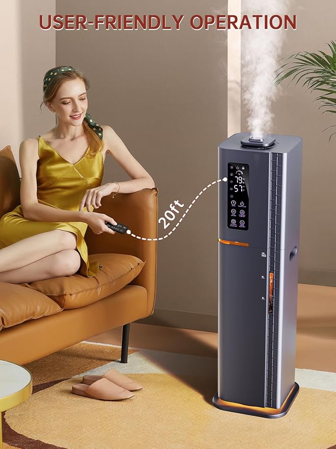 2.64Gal Humidifiers for Bedroom Large Room, Warm and Cool Mist up to 500ft², Ambient Light Top Fill Diffuser, 24H Timer, 3 Mist Modes, 35dB Quiet Humidifier for Home Office Plants
