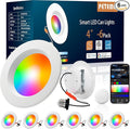 Peteme E26 Retrofit LED Recessed Lighting 4 Inch, IC Rated ETL Certified Smart Can Light Baffle Trim Style, RGBCW Dimmable Color Changing Soffit Downlight Compatible with Alexa/Google, 800LM, 6 Pack