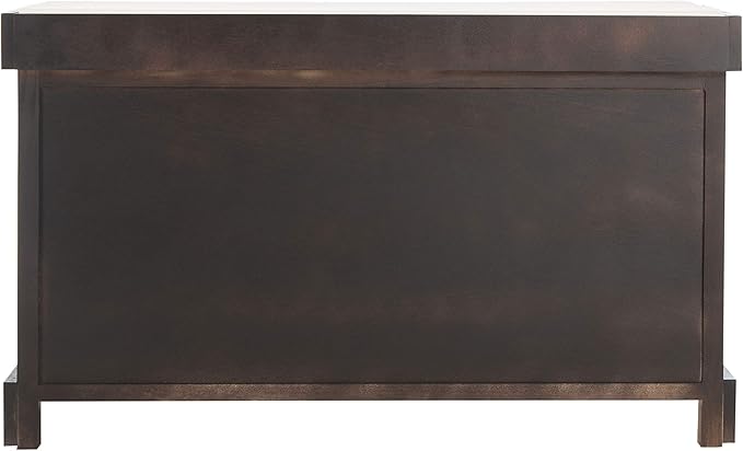 SAFAVIEH Home Collection – Freddy Brown Storage Bench with Wicker Baskets & Cushion, Entryway Seating Bench, Fully Assembled (AMH5736A)