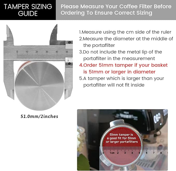 51mm Coffee Tamper Set Barista Kit for Portafilter Machine Wooden Espresso Tamper with Tamper Mat, Frothing Pitcher (350 ml/11.836 oz), Barista Towel, Latte Art Pen and Decorative Stencils