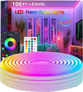 100FT (2 Rolls 50FT) Neon Rope Lights,Flexible Led Rope Light Control with App/Remote,Multiple Modes,Music Sync,IP65 Outdoor RGB Led Strip Lights Waterproof