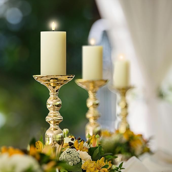 Flameless Pillar Candles with Remote, 3 Pack Battery Operated Real Wax LED Candles, Perfect for Home Decorations Fireplace Table, Ivory
