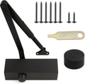 Commercial Door Closer Heavy Duty - Door Automatic Closer Adjustable Spring Size 2-4 - Automatic Door Closers for Home and Commercial Entrances - Non Handed - Fit Doors up to 220 LBS, Aluminum, Black