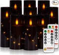 Raycare Flameless Candle with Remote Timer – 9 Flickering Acrylic Battery Operated LED Pillar Candles with Embedded Star String for Halloween, Home Decor, and as a Gift (Black)