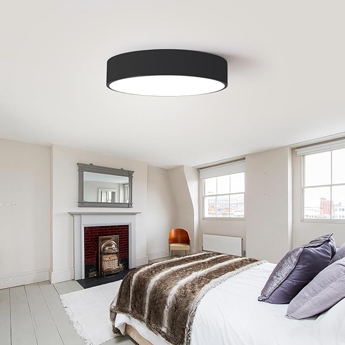Flush Mount LED Ceiling Light, Dimmable 5CCT Modern Round Close to Ceiling Lighting Fixtures, Minimalist Black Ceiling Lamp,15.8 Inch