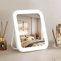 Rechargeable Vanity Mirror with Lights, 10"×8" Makeup Mirror with Lights, 1500mAH Battery, Smart Touch with 3-Color Lighting, Dimmable, HD Desk Mirror, Women Gift, Travel Essentials (White)