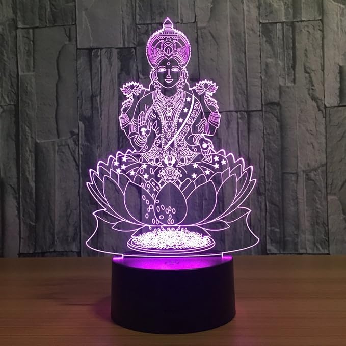Optical Illusion 3D Buddha Statue Night Light 16 Colors Changing USB Power Remote Control Touch Switch Decor Lamp LED Table Desk Lamp