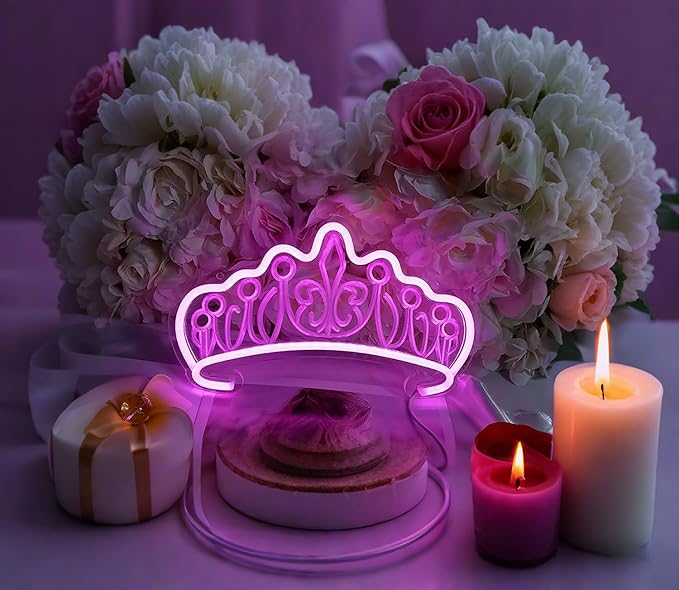 Crown LED Neon Sign for Wall Decor USB Adjustable Brightness Living Room Bars Barbers Pub Wedding Party Salon Club Gatherings Gaming Room Man Cave Halloween Christmas Birthday Art Wall Decor
