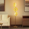LED Dimmable Floor Lamp with Remote & Foot Switch, 2700–6000K Adjustable Color Temperature & Stepless Dimming, Sculptural Leaf-Disc Tall Standing Lamp, Brass Gold Corner Lamp for Living Room Bedroom