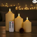 ANGELLOONG Battery Operated Candles with Timer, LED Flameless Candles Flickering with Remote, Fake Electric Pillar Candles for Holiday Party Wedding Home Decor, Dotted