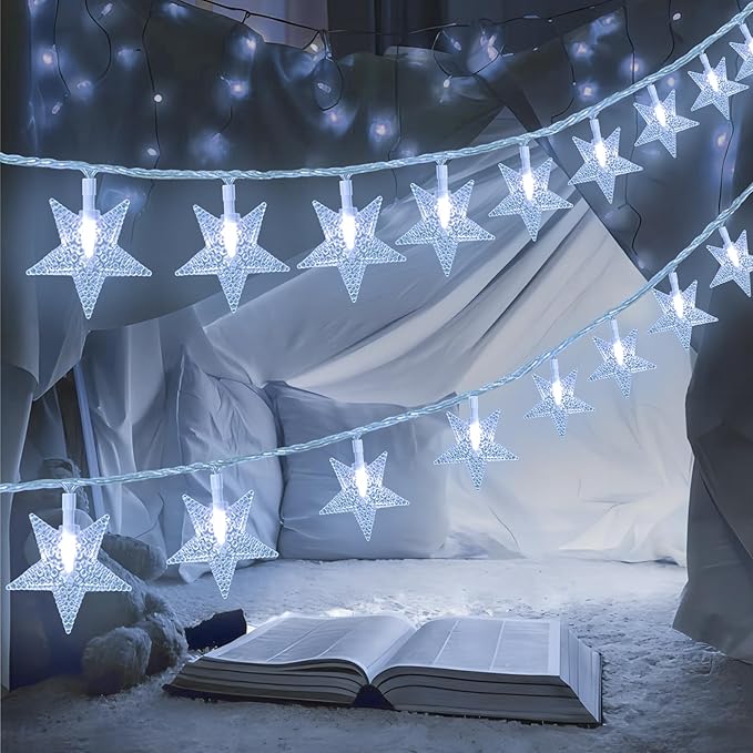Star Light Star String Lights 15 FT 30 LED Fairy Light Battery Operated Indoor&Outdoor Twinkle Christmas Lights Bedroom Decor for Xmas Tree(Cool White)