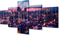 Particle Glowing Poster 5 Panel Canvas Wall Art Modern Home Decoration Artwork Metaverse Concept Big Data Picture Big Data Worker Office Living Room Wall Decor Stretched Ready to Hang 50x24 Inch