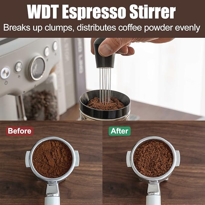 7 PCS Espresso Accessories Kit, Espresso Tamping Station, Coffee Tamper, Coffee Distributor, WDT Tool, Puck Screen, Dosing Funnel, Cleaning Brush, Barista Tools Set (53mm)