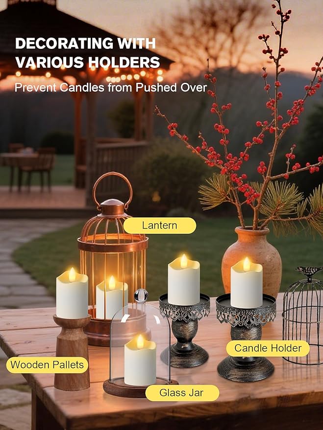 Rechargeable Flameless Tea Lights Candle,12 Pack 1.5" x 2.6" Battery Operated Led Votive Flickering Candle with Remote Timer & Charging Base for Decoration Parties, Weddings
