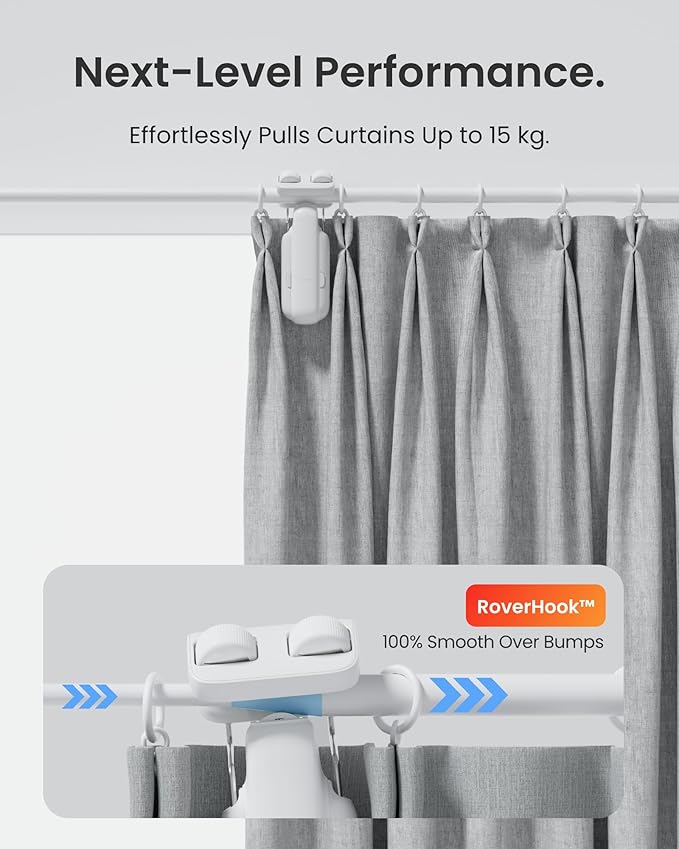 SwitchBot 2025 Automatic Curtain Opener 3 Rod-Bluetooth Remote Control, WiFi&Smartphone Control, Upgraded High-Performance, Add Hub to Compatible with Alexa, Google Home, HomeKit