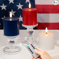 4th of July Candles, Patriotic Flameless Pillar Candles with Remote and Timer, Red White and Blue Battery Operated Set of 3, Real Wax LED Pillar Candles for Independence Day Celebrations