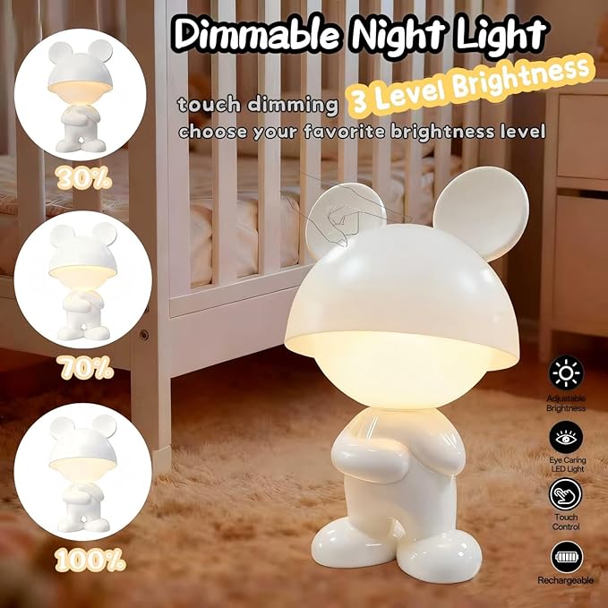 Night Lights for Kids,Rechargeable TableLight,Touch Bedside Lamps,Cordless Dimmable Warm White Light,Baby Nursery,Breastfeeding,Sleep Aid,Cute Easter Gifts for Newborns Toddlers Boys Girls