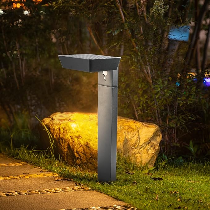 Solar Pathway Lights Outdoor, 20in LED Landscape Path Light with Dusk to Dawn Photocell Motion Sensor, Waterproof Solar Driveway Light, Aluminum Solar Powered Garden Lights for Walkway