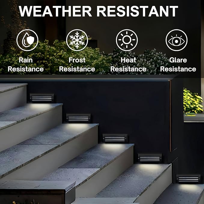 ZONK Line Voltage LED Step Stair Lights Indoor Outdoor, 6W Waterproof IP65 Non-dimmable 4000K Deck Lighting for House, Retaing Wall Lights (6 Pack)
