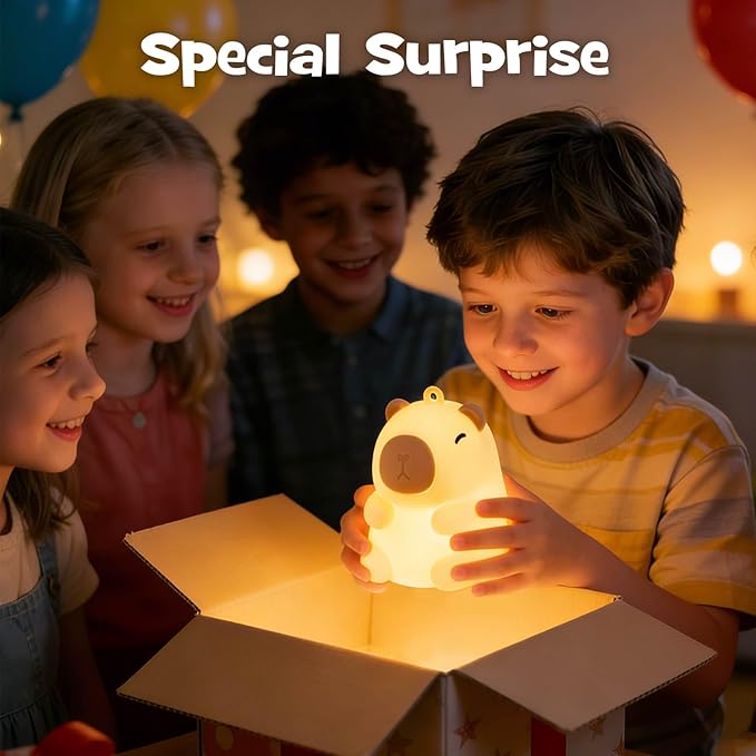 Capybara Night Light Squishy Silicone Nursery Breastfeeding Nightlight with Dimmable Warm White & RGB Color Modes Cute Capybara Lamp Rechargeable Touch Bedside Desk Animal Lamp for Bedroom Dorm Decor