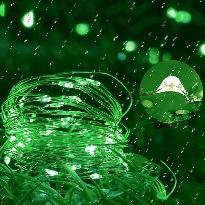 Joomer Green Fairy String Lights 33FT 100 LEDs Plug in Fairy Lights Indoor Silver Wire String Light DIY for Bedroom, Parties, Christmas, Outdoor, Indoor St. Patrick's Day Decoration (Non-Connectable)