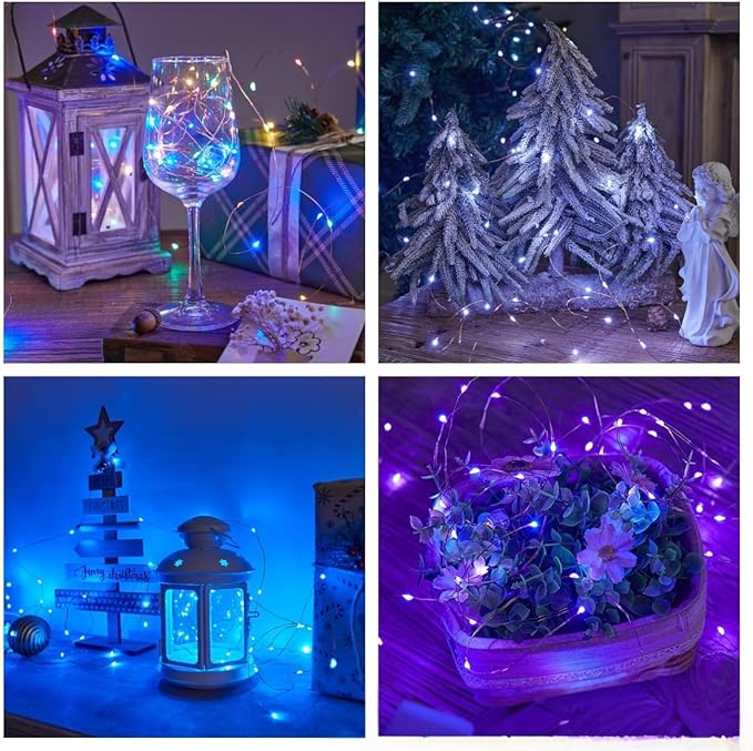 LED Fairy Lights Battery Operated String Lights Waterproof Silver Wire Firefly Lights for DIY Crafts Wedding Indoor Outdoor Christmas Patio Garden Decoration (Multicolor, 66FT-200LEDS)