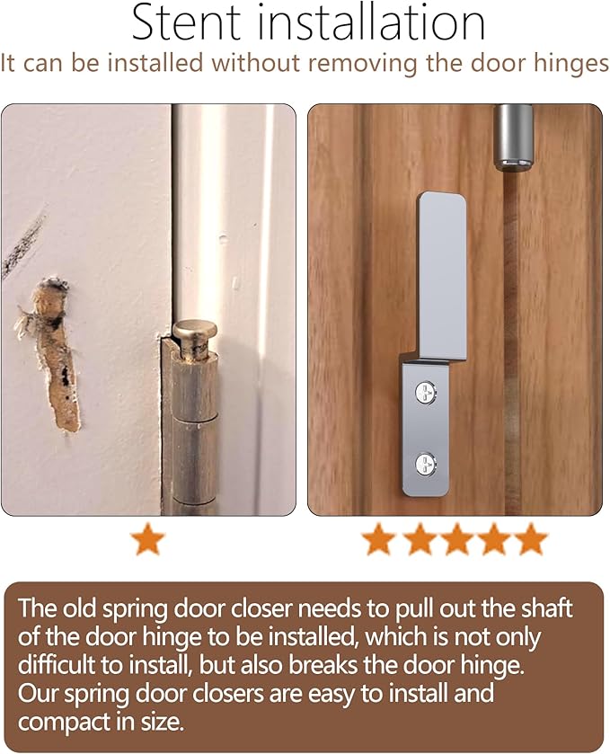 Spring Automatic Door Closer, Door Closer for Home, Screen Door，Household, no Need to Remove Door Hinges
