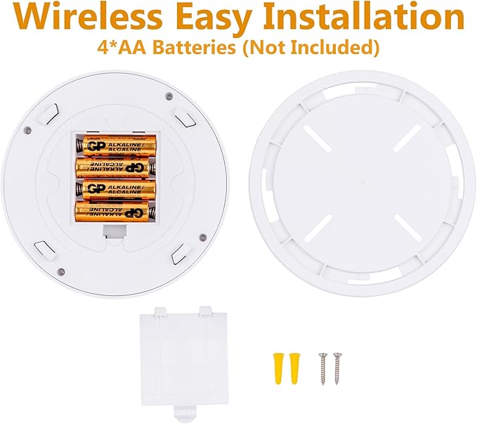 LIT-PaTH Battery Operated Motion Sensor LED Ceiling Light, 6.1inch Flush Mount Light Fixture 3000K, Wireless Nightlight for Closet Laundry Stair- Darkness Use Only, 4-Pack (Battery Not Included)