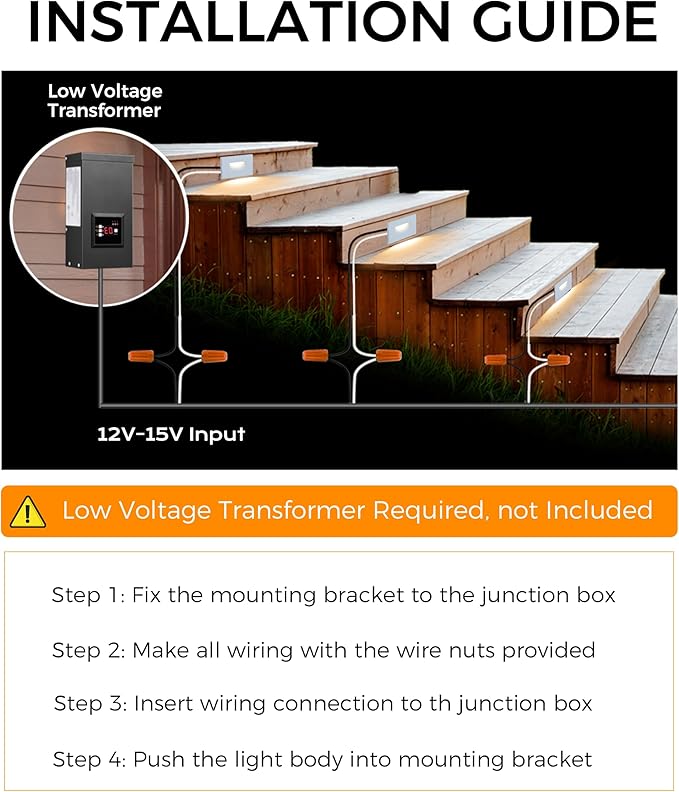 CLOUDY BAY 12V Low Voltage 3 Color Indoor and Outdoor LED Step Light,3000K/4000K/5000K,Stair Light,White,3 Pack, Wet Location(Low Voltage Transformer is Required)