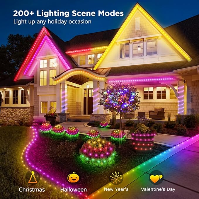33ft Color Changing Christmas String Lights, 100 LED Twinkle Fairy Lights String Waterproof with 200+ Scene Modes, Smart App & Remote for Indoor Outdoor Christmas Tree Bedroom Patio Decor