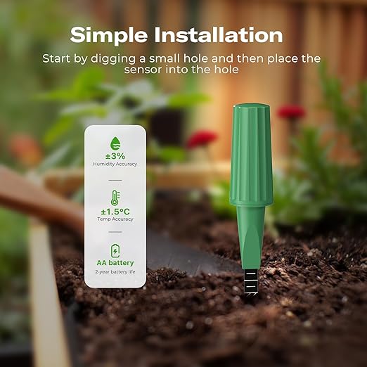THIRDREALITY Smart Soil Moisture Sensor Gen2, Zigbee hub Needed, Enhanced Signal Stability, Capacitive Moisture Monitoring, Garden Planting, Compatible with Hubitat, SmartThings, Home Assistant, Homey