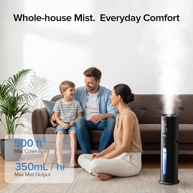Humidifiers for Bedroom Large Room with Smart App & Remote Control, 7L/1.85Gal Large Humidifier, 4 Mist Levels Humidifiers for Home Crow