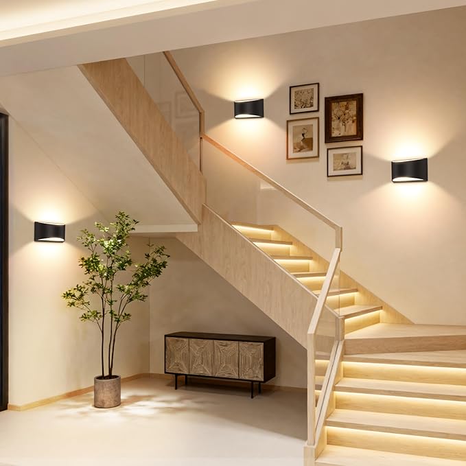 8 Pack Black Modern LED Wall Sconce Hardwired Indoor Wall Lights Up and Down Wall Mount Light for Living Room Bedroom Corridor Hallway Conservatory Warm White 3000K(with G9 Bulbs)