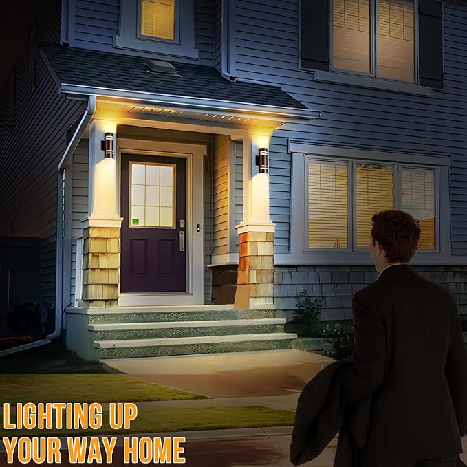wowlite Dusk to Dawn Outdoor Lighting 2 Pack, Modern Outdoor Wall Lights Exterior ETL Listed, Oil Rubbed Bronze Cylinder Outdoor Sconce Lights, Waterproof Outside Lights for House Porch Garage