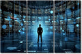 TUMOVO 3 Panel Canvas Wall Art Data Driven Decision Making Big Data Internet of Things Analytics Data Management Pictures Print On Canvas for Home Decorations, Ready to Hang, 60" Wx40 H