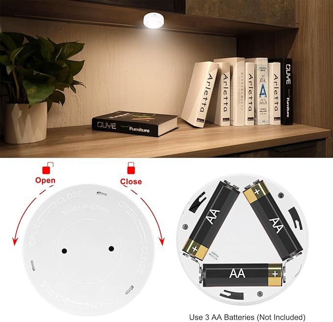 BIGMONAT Puck Lights with Remote, 80Lumen Battery Operated Under Cabinet Lights, Dimmable and Timmer Stick On Lights,Wireless Closet Light for Closet,Kitchen (White, 3Pack)
