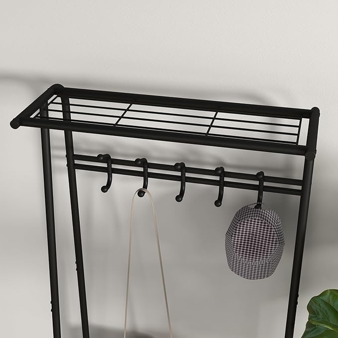 GAOMON Coat Rack, Hall Tree with Shoe Storage Bench, 3-in-1, Multifunctional Hallway Organizer, Shoe Storage with Coat Rack Stand, 5 Hooks, for Entryway