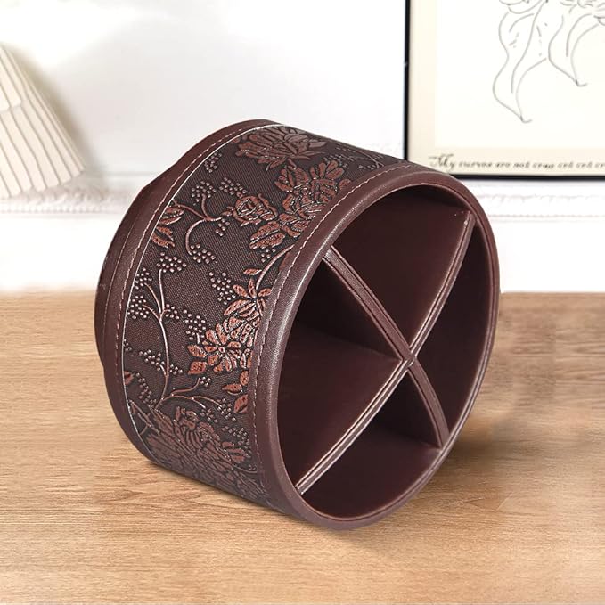 Pen Holder for Desk Organizers and Accessories, 360 Swivel TV Remote Control Holder for Table, Nightstand Organizer Caddy for Art/ Office Supplies/ Stationery, Bedside Decorations for Living Room