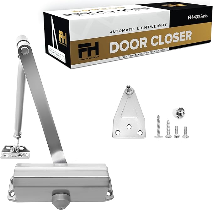 Automatic Door Closer Adjustable Size 3 Spring Hydraulic Auto Door Closer Residential Garage Suite Entry UL Listed Fire Rated Latch Speed Power 3 (Aluminum)