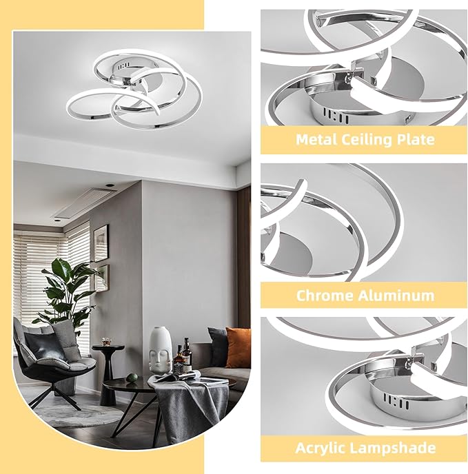 CANEOE Modern Led Ceiling Light, 42W Dimmable Close to Ceiling Light Fixture with Remote Control, Flush Mount Led Ceiling Lamp for Bedroom Living Dining Room Kitchen