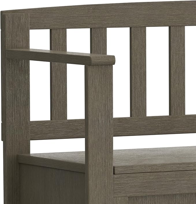 SIMPLIHOME Brooklyn Entryway Storage Bench - 48 inch Wide Solid Wood Hallway Bench in Farmhouse Grey, Contemporary Mudroom Bench for Entry or Foyer with Lift-Up Lid and Spacious Hidden Storage