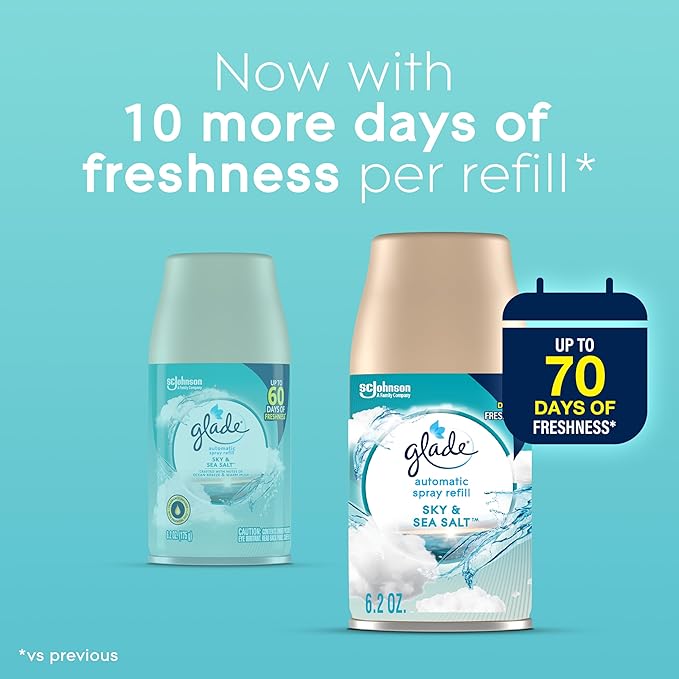 Glade Automatic Spray Refill, Air Freshener for Home and Bathroom, Sky & Sea Salt, 6.2 Oz