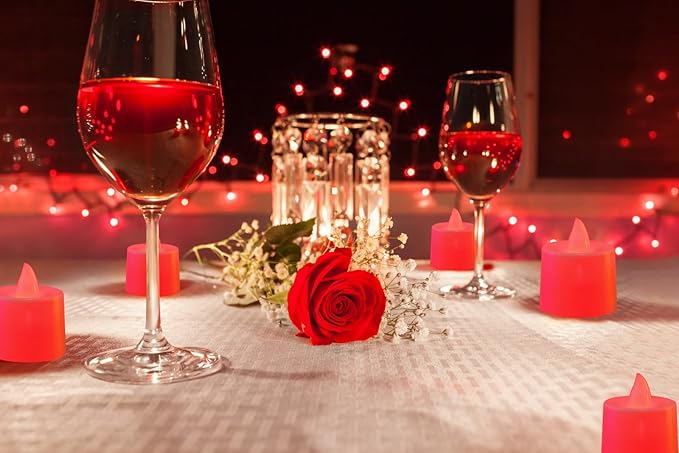 KOABY 25 Pack Flameless Votive Candles, Last 8H+, Red Light, No Timer No Flickering