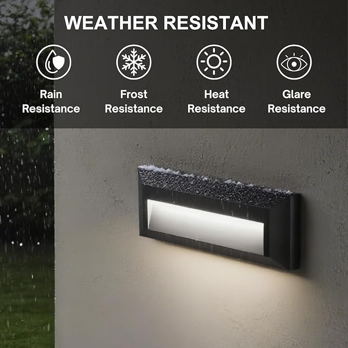 ZONK LED Step Lights 110-240V OutdoorIndoor Stair Lights, Waterproof IP65 2W 4000K Lighting for Stairs, Hallway, Pathway, Porch (Non-Dimmable, Easy Install), 3Pack