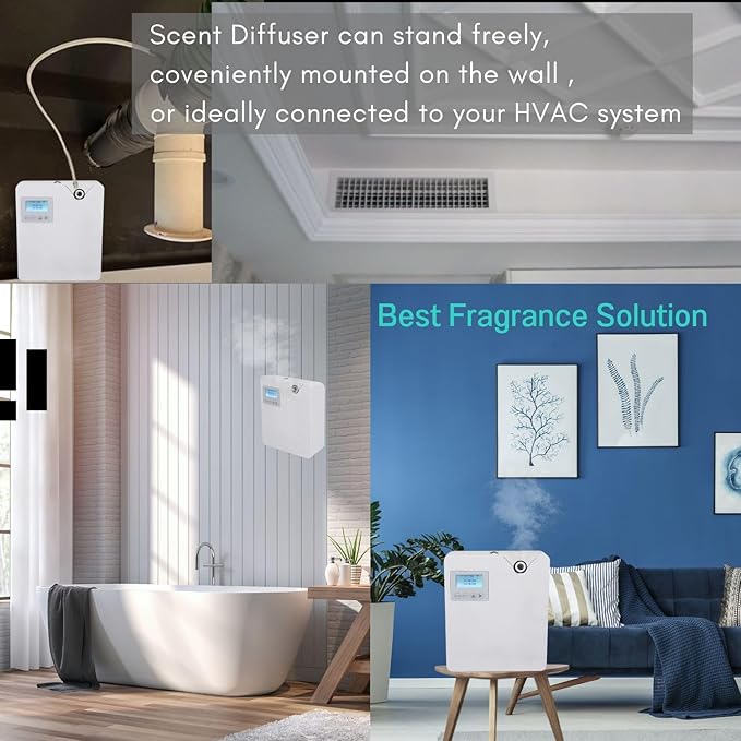Smart Scent Air Machine for Home - Waterless Essential Oil Diffuser with Cold Air Diffusion Technology, HVAC Scent Diffuser 300ml for Large Room, Professional Atomizing Cover Up to 2,000 SF.