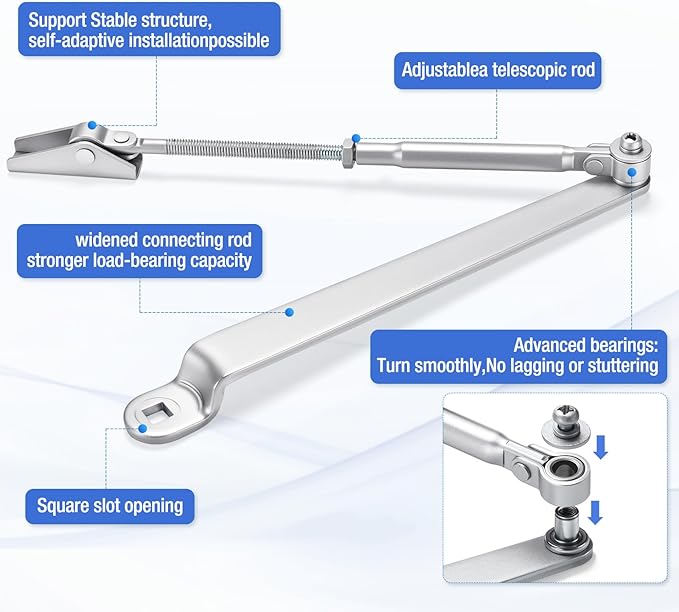 Automatic Door Closer, Adjustable Grade 3 Size Spring Hydraulic, Heavy Duty Door Closer for Commercial and Residential Silver for Doors Weighing 88 to 143 pounds